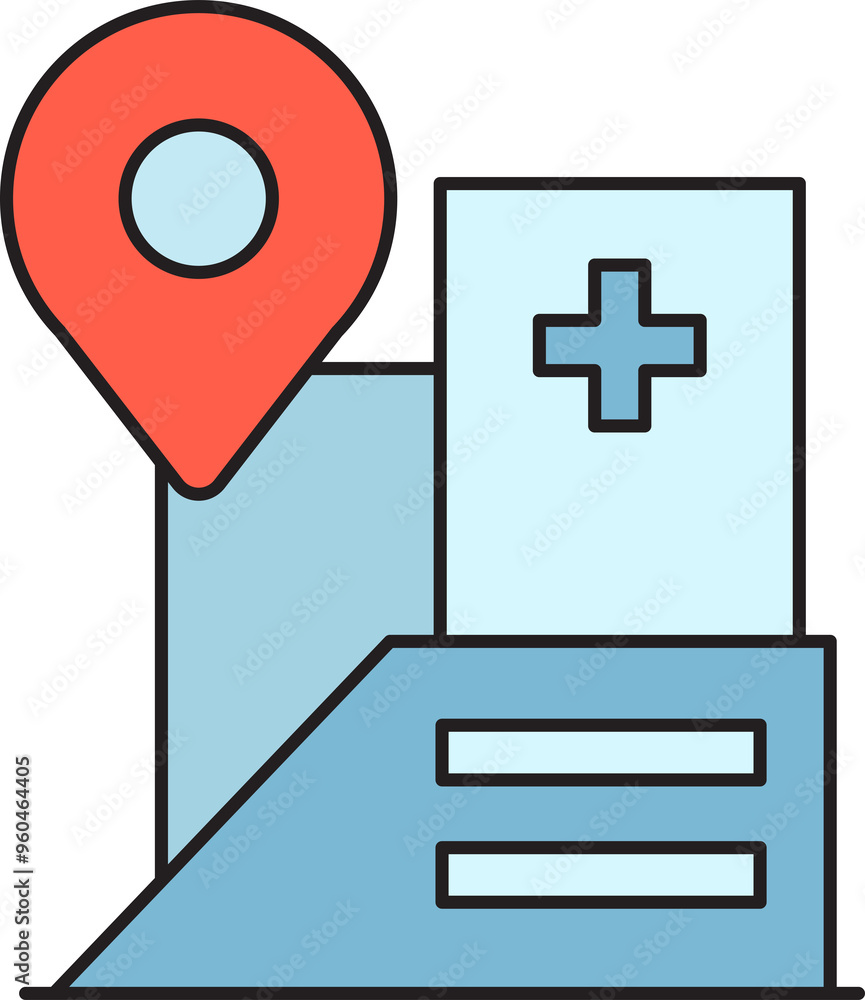 Fototapeta premium Hospital Location Pin Icon 