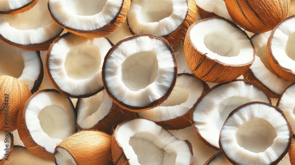 Seamless background of coconut fruit slice closeup view Seamless background of coconut fruit slice closeup view