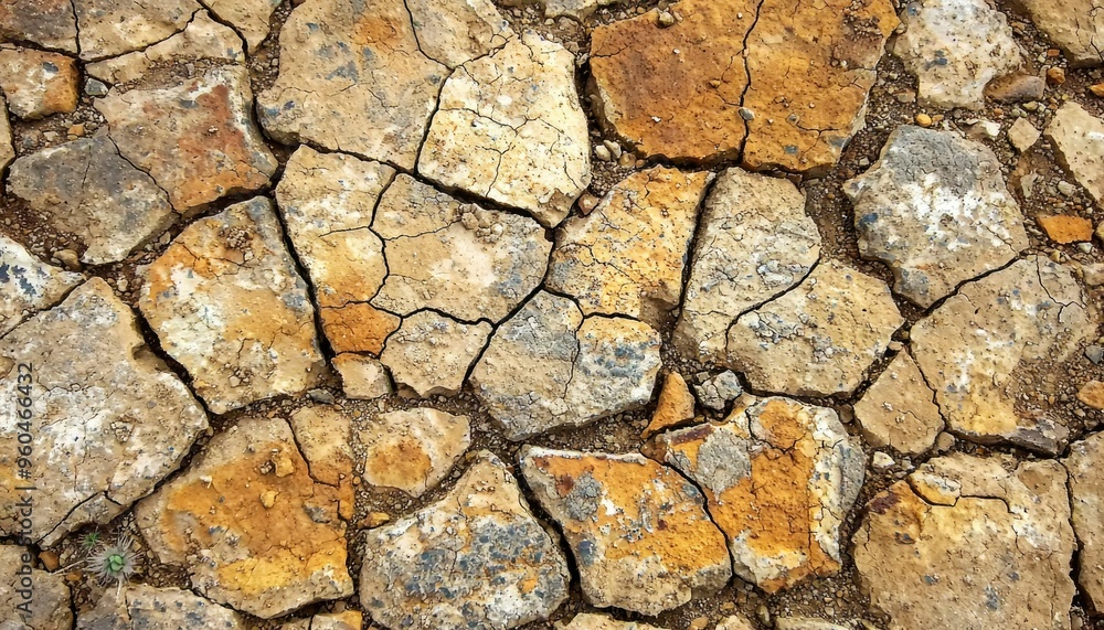 Cracked and Weathered Ground with a Small Plant Cracked and Weathered Ground with a Small Plant