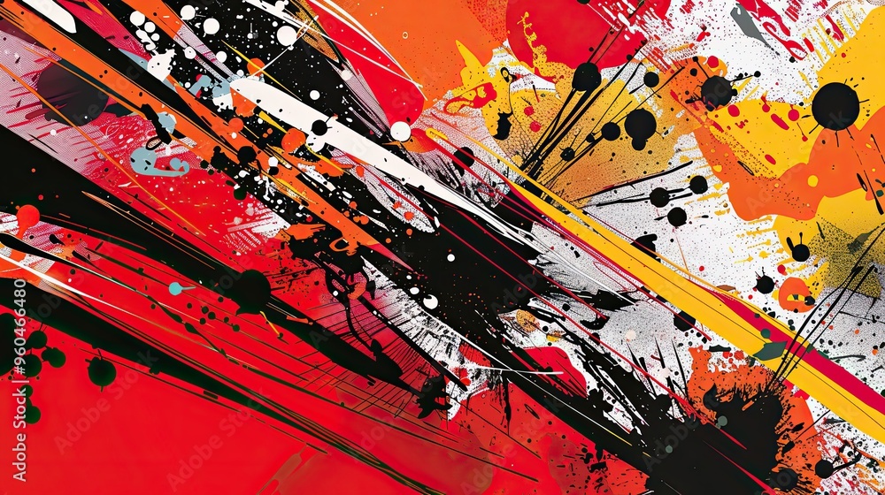 Backdrop with red shades comic splashes motion lines geometric shapes and dots Backdrop with red shades comic splashes motion lines geometric shapes and dots