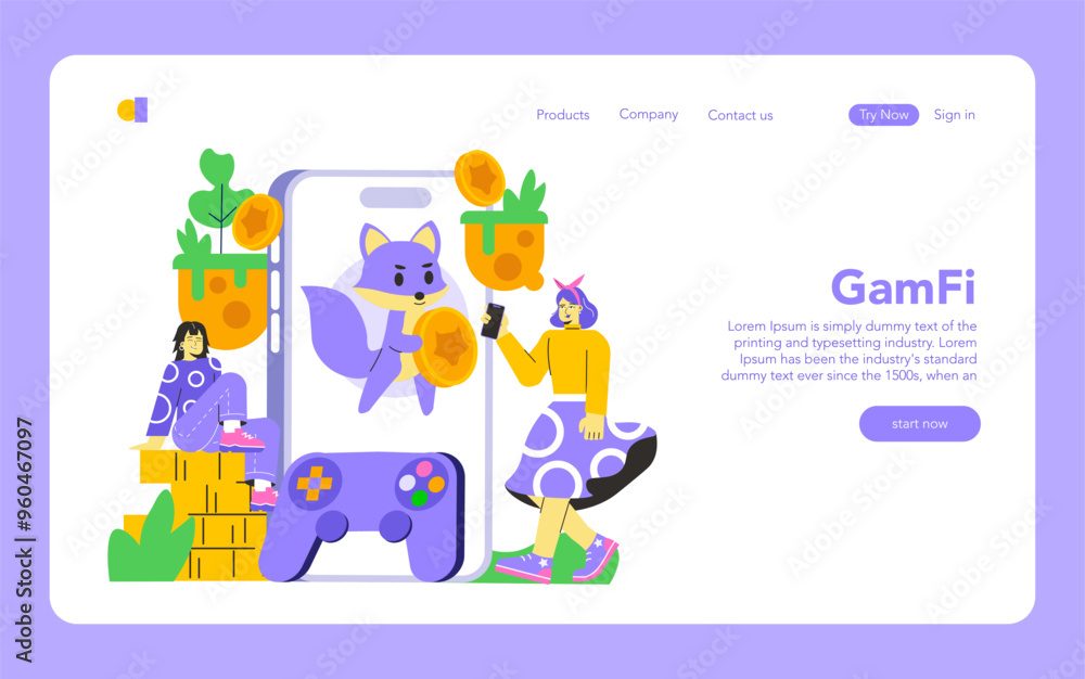Fototapeta premium GameFi. Flat Vector Illustration