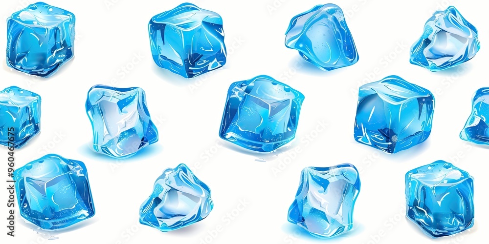 Free ice cubes blue isolated on white background Free ice cubes blue isolated on white background