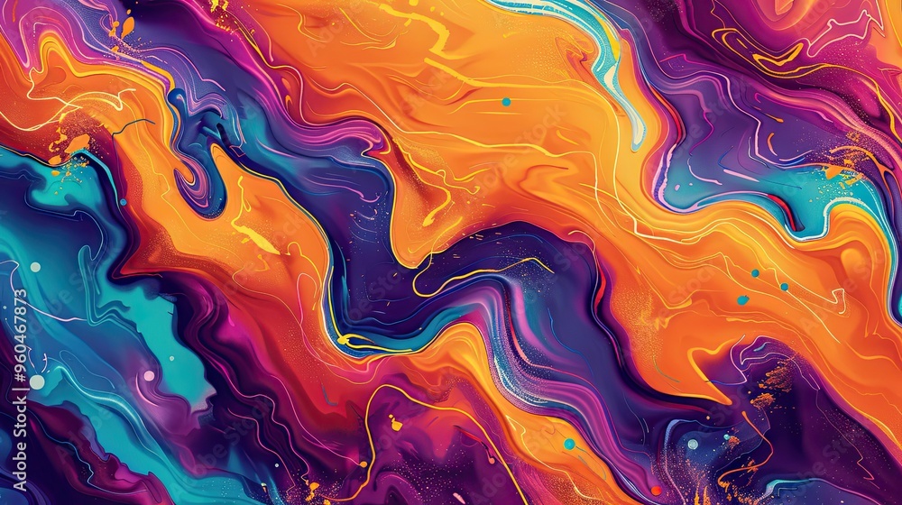 Retro wallpaper with swirling neon patterns and liquid textures in vivid orange hues Retro wallpaper with swirling neon patterns and liquid textures in vivid orange hues