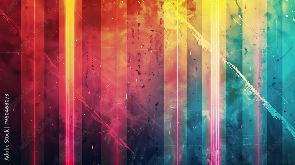 Retro background with faded gradient stripes and neon light streaks in bright red and blue Retro background with faded gradient stripes and neon light streaks in bright red and blue