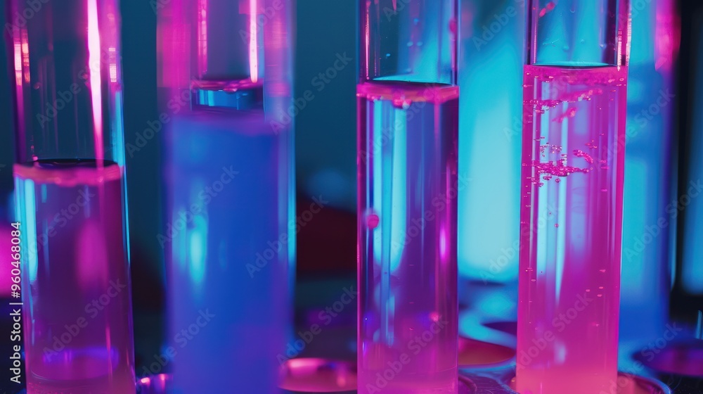 Neon Lit Test Tubes with Liquids Neon Lit Test Tubes with Liquids
