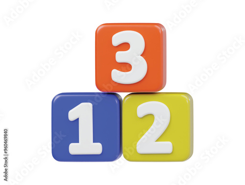 Number block icon 3d render illustration
