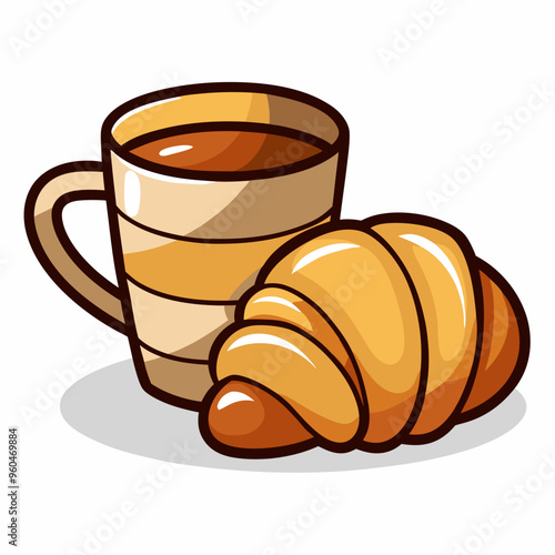 a cup of coffee and a delicious croissant is a real French breakfast.