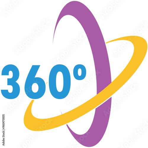 Two colorful swooshs are surrounding the number 360 to illustrate a full coverage concept