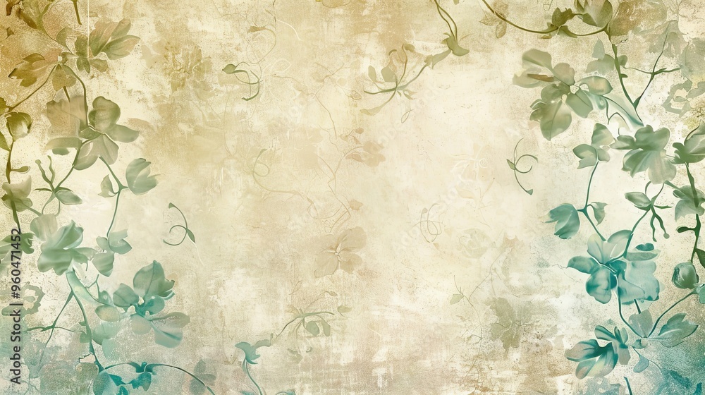 Delicate pastel floral designs on a slightly worn Victorian-style vintage backdrop Delicate pastel floral designs on a slightly worn Victorian-style vintage backdrop