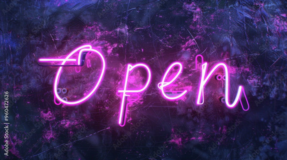 A neon sign that says Open in pink letters A neon sign that says Open in pink letters