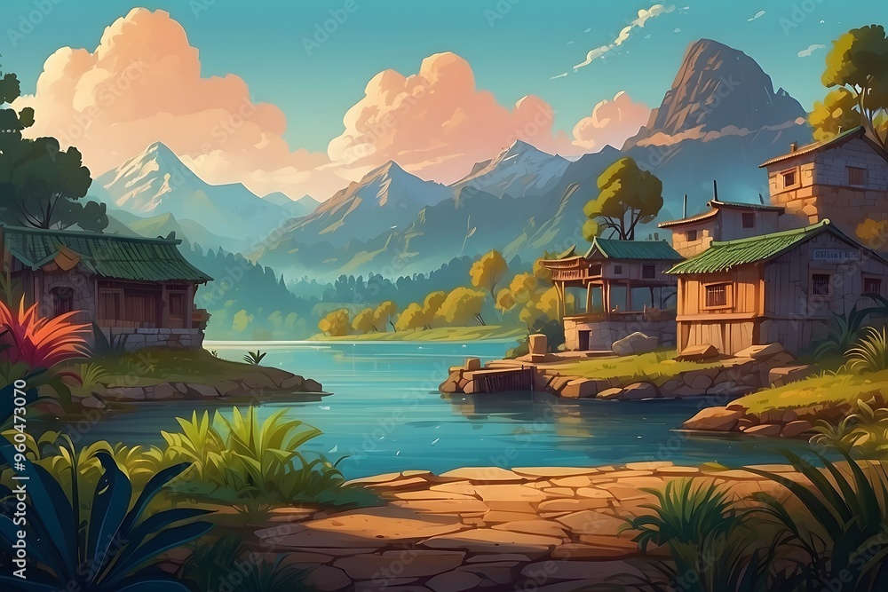 Obraz premium Illustration Cartoon backgrounds For Animation