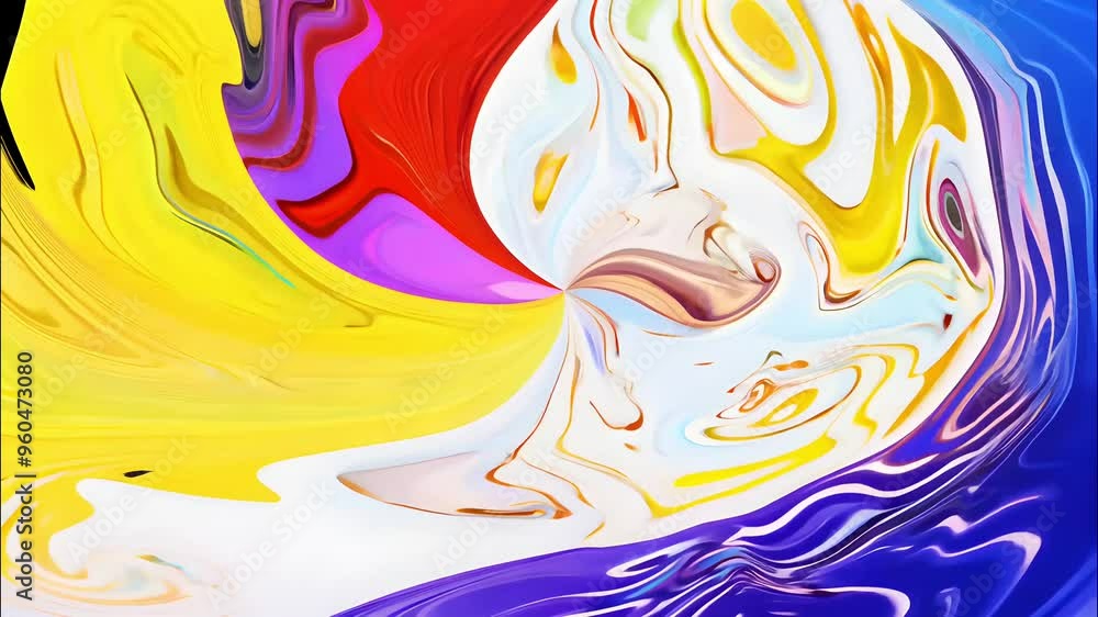 Vibrant abstract composition features a swirl of bright colors including pink, yellow, and blue against a black background creating a dynamic visual experience Vibrant abstract composition features a swirl of bright colors including pink, yellow, and blue against a black background creating a dynamic visual experience