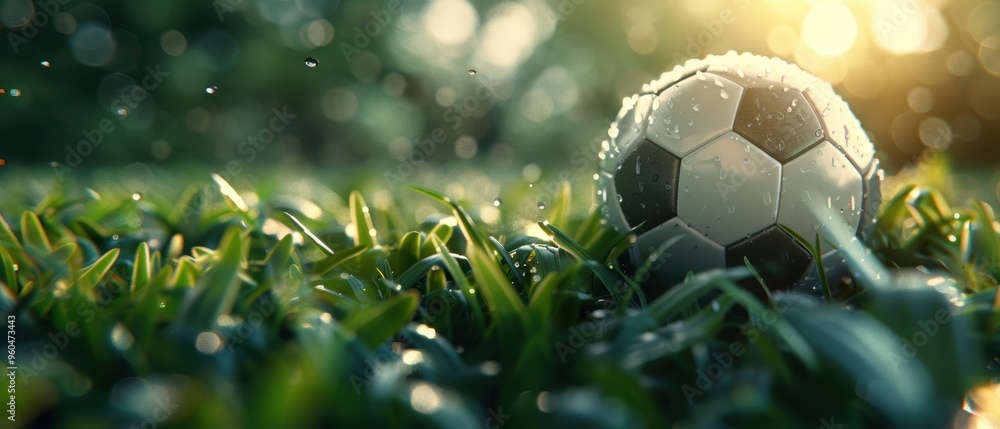 Sunny Soccer Game: Soccer ball in the corner of a football field under bright sunlight with vibrant green grass. Sunny Soccer Game: Soccer ball in the corner of a football field under bright sunlight with vibrant green grass.