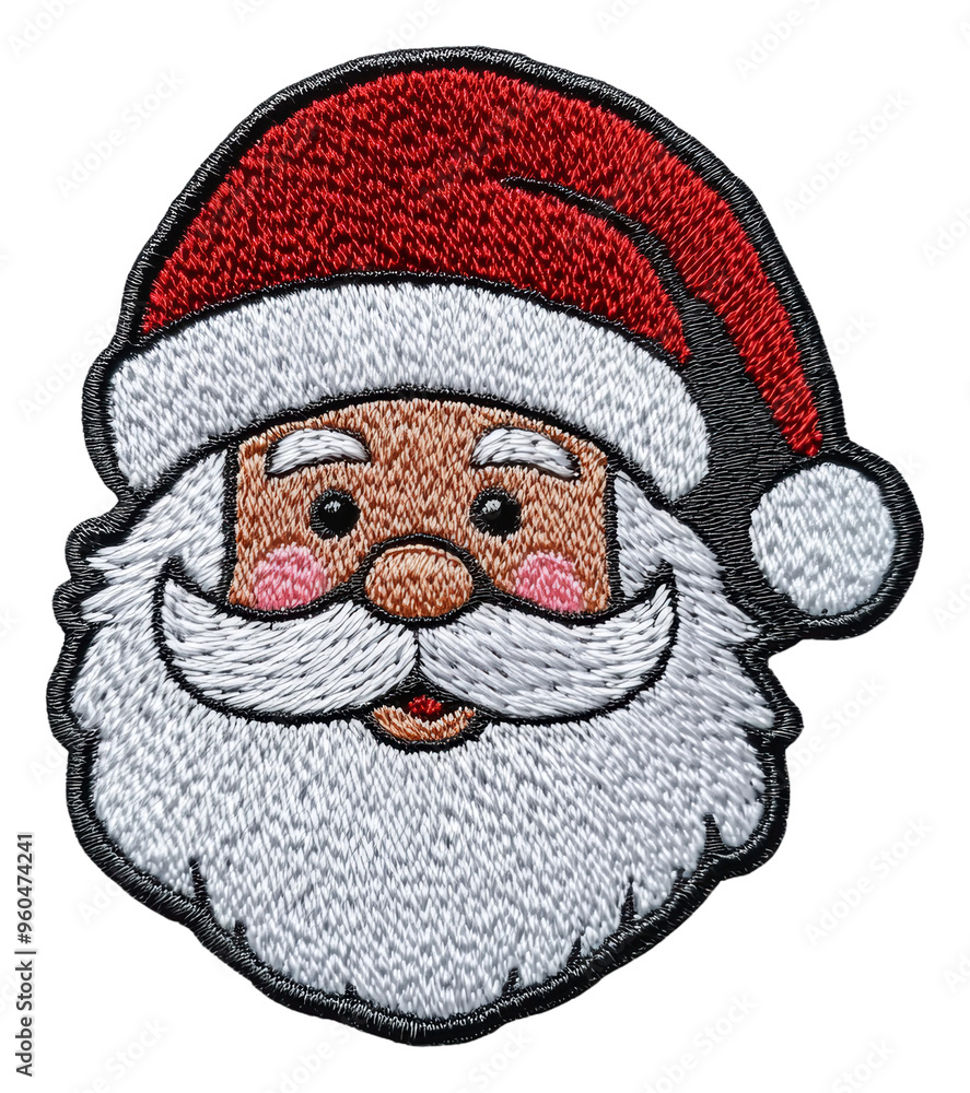 Santa in a red hat and white beard, cut out - stock png. Santa in a red hat and white beard, cut out - stock png.