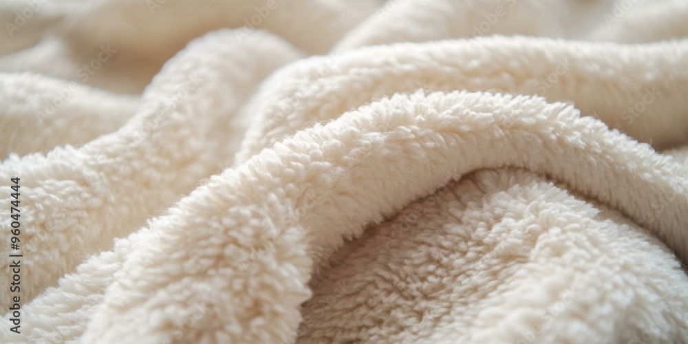 Close-up of soft, white, fluffy fabric. Close-up of soft, white, fluffy fabric.