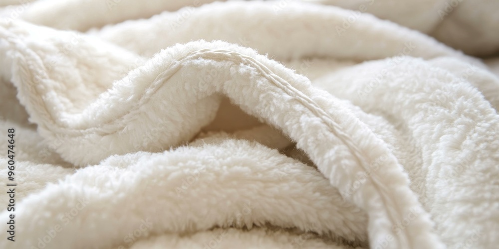 White fluffy blanket folded in half. White fluffy blanket folded in half.