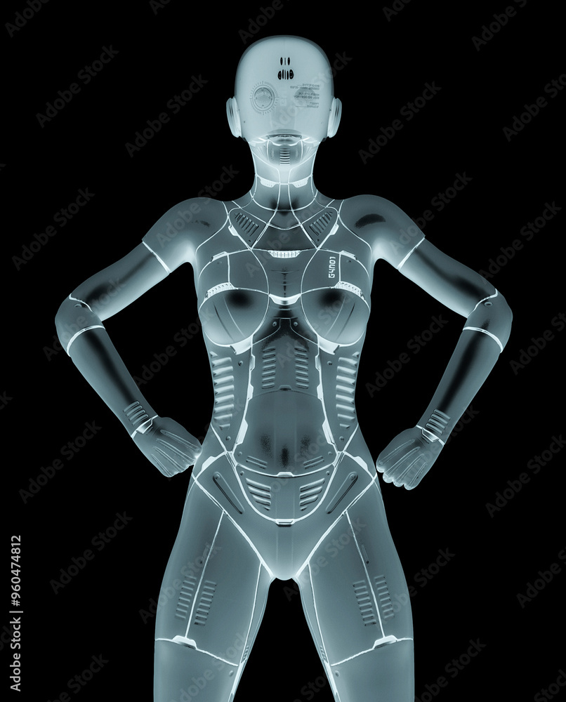 gynoid girl doing a super pose gynoid girl doing a super pose