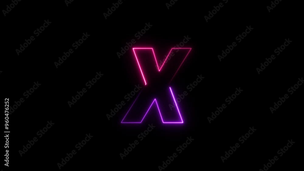 Animated neon letter X. Two-color looping trendy glowing neon alphabet letter X. Educational concept with neon letter Animated neon letter X. Two-color looping trendy glowing neon alphabet letter X. Educational concept with neon letter