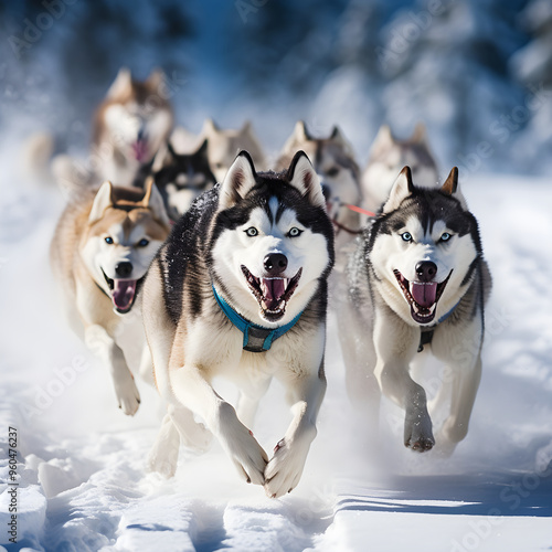 Huskies in Motion: A Dynamic Display of Power, Grace, and Teamwork Across a Wilderness of White