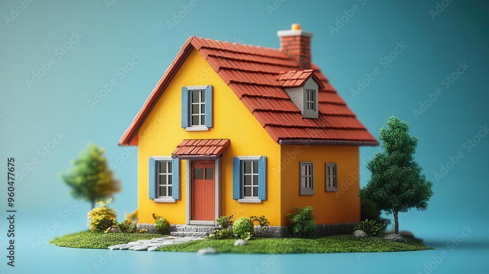 minimalist real estate icon simple 3d house symbol in playful cartoon style clean lines and bold colors represent home ownership concepts with a modern approachable twist minimalist real estate icon simple 3d house symbol in playful cartoon style clean lines and bold colors represent home ownership concepts with a modern approachable twist