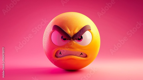 Emoji that gets angry on a background of vivid pink