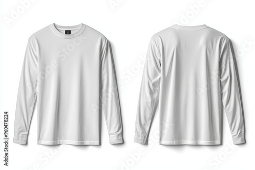 White Long Sleeve Tshirt Mockup Isolated created with Generative AI