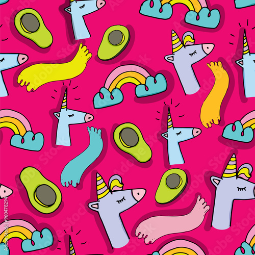 patron unicornios, aguacates