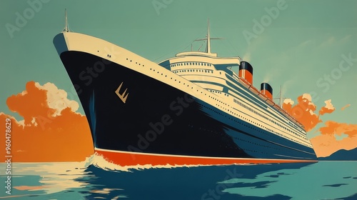 Wallpaper Mural Vintage Cruise Poster: Art Deco Ship & Ocean - 1930s Travel Ad Torontodigital.ca
