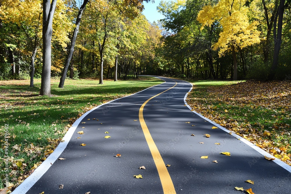 Fototapeta premium Bike paths, scenic routes, winding trails lead to hidden natural gems