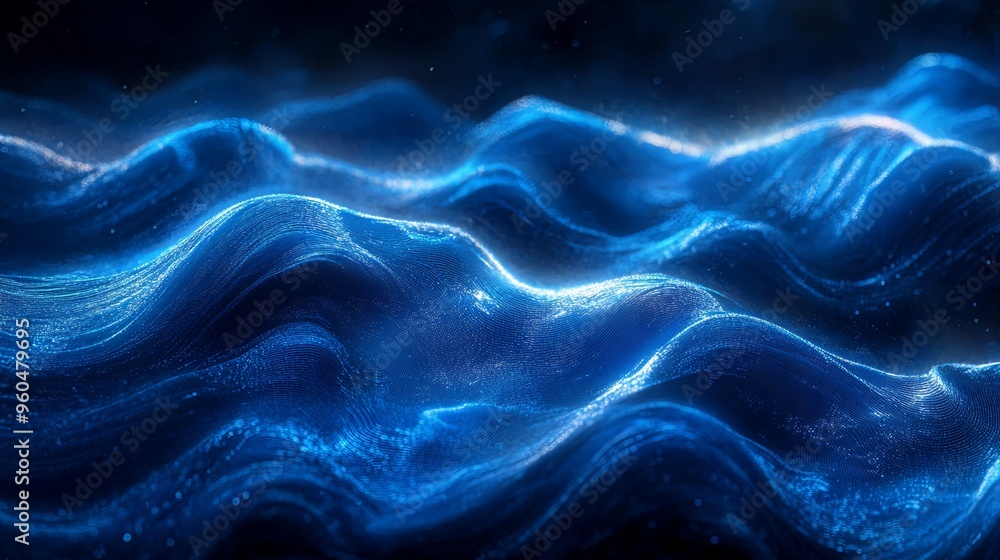 Abstract Blue Wavy Lines and Particles Abstract Blue Wavy Lines and Particles