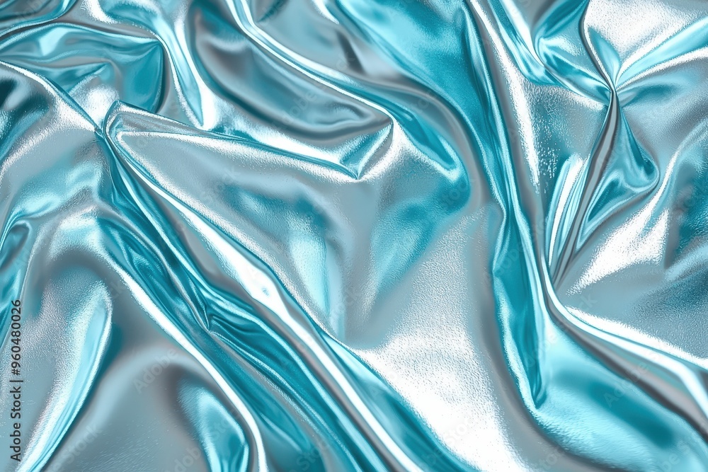 A luxurious, draped light blue satin fabric showcases its luminous quality as it gracefully reflects light, creating soft, flowing patterns that enhance its texture A luxurious, draped light blue satin fabric showcases its luminous quality as it gracefully reflects light, creating soft, flowing patterns that enhance its texture