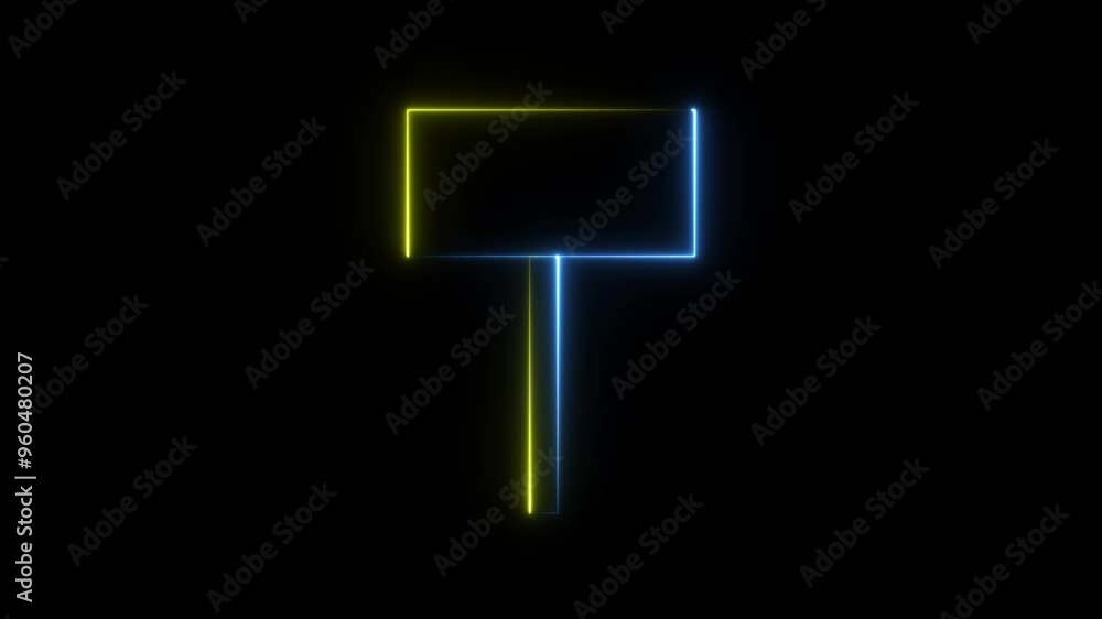Neon signboard animation. blue Signboard. Blank signpost animation of ...