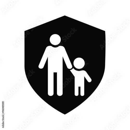 Parental Control Icon Vector Symbol, Parental Guidance icon, Parent kid shield icon. Illustration vector.