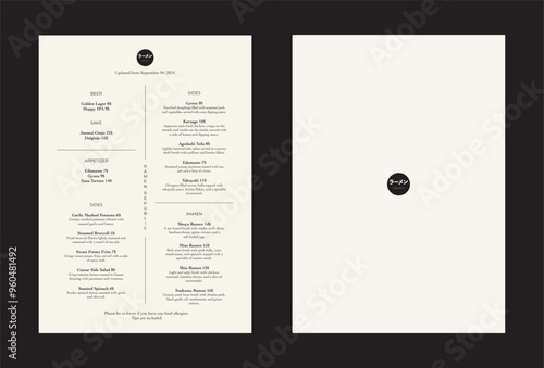 editable japanese restaurant menu a4 