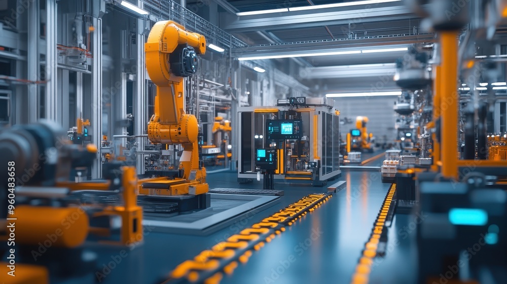 Automated Manufacturing: Robotic Arms in a High-Tech Factory