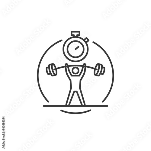 Circuit Training with Weight Lifting. HIIT Exercise Interval. Gym Logo. Fitness and Weightlifting Icon.