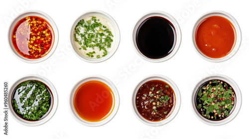 Assortment of Sauces in Bowls.