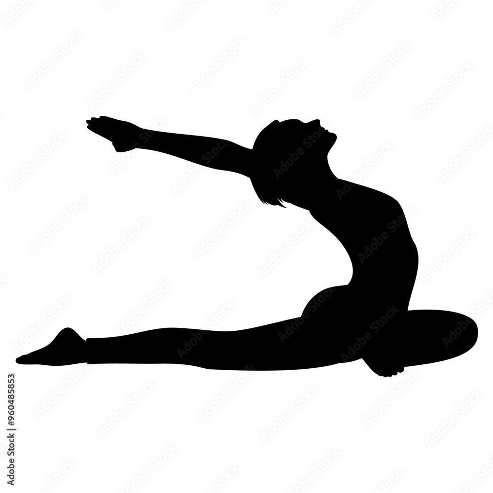 Yoga meditation silhouette. Vector image
