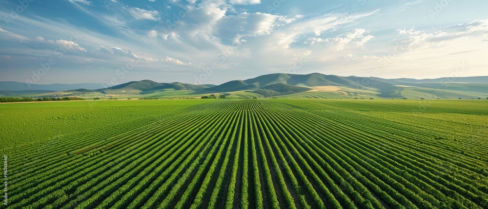 Aerial View of Expansive Farmland with Lush Crops and Fields Stretching into the Horizon