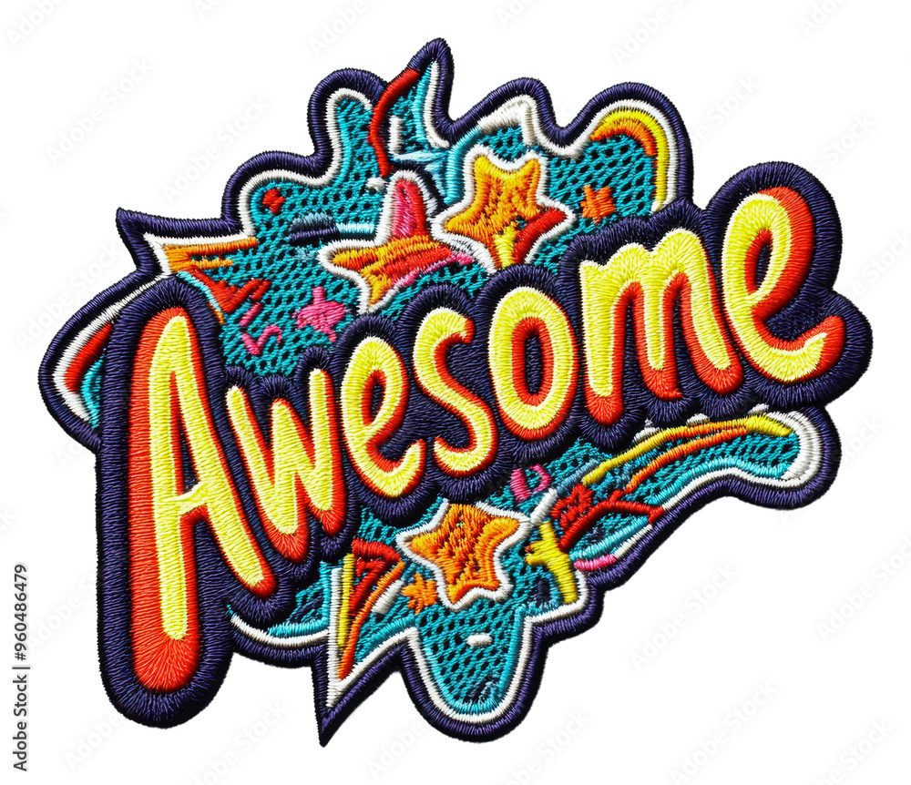 Vibrant patch with awesome design, cut out - stock png. Vibrant patch with awesome design, cut out - stock png.