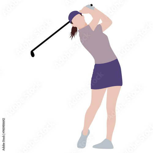 Women golfer players. Vector image