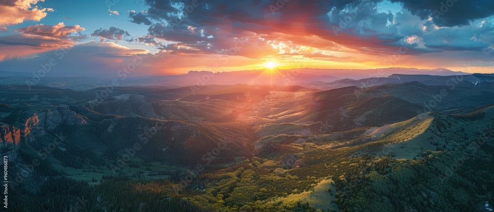 Majestic Sunrise Over Dramatic Mountain Landscape Majestic Sunrise Over Dramatic Mountain Landscape