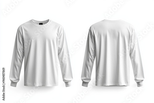 White Long Sleeve Tshirt Mockup Isolated created with Generative AI