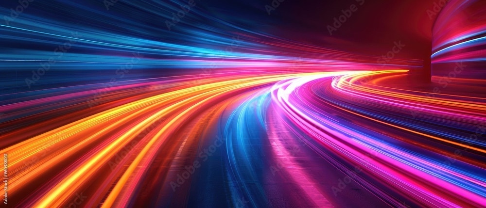 Abstract Speed Trails in a Neon City Tunnel Abstract Speed Trails in a Neon City Tunnel