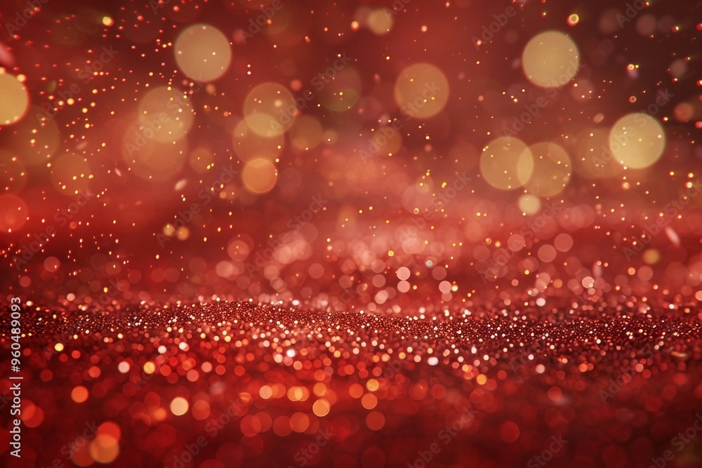Christmas Holiday Lights and Glitter with Red and Gold Bokeh Effects. Generative AI Christmas Holiday Lights and Glitter with Red and Gold Bokeh Effects. Generative AI
