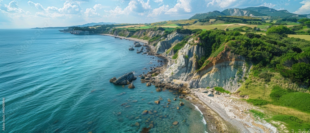 Obraz premium Majestic Aerial View of Dramatic Coastal Cliffs and Beaches