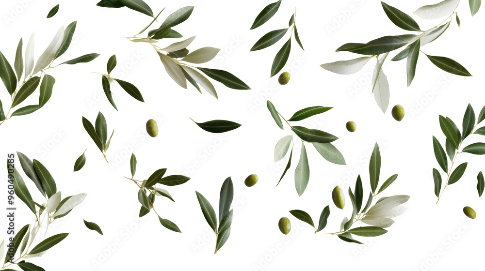 Olive Branch Pattern Isolated on Background. Olive Branch Pattern Isolated on Background.