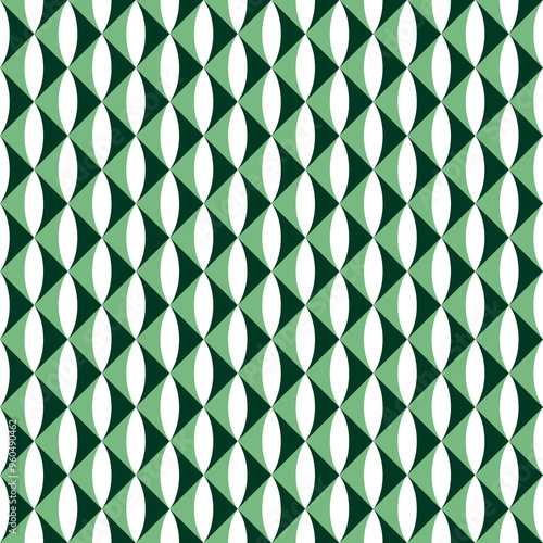Seamless pattern with geometric motifs in three colors