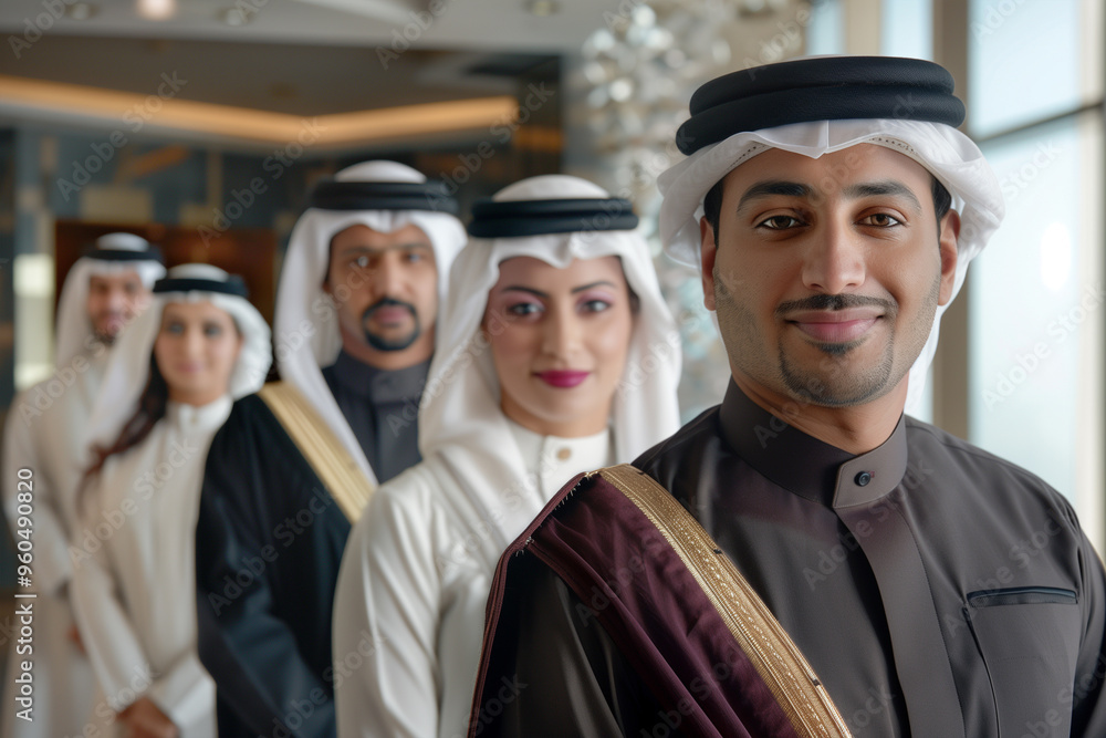 Fototapeta premium Photography of Qatar team of professional workers in a modern hotel
