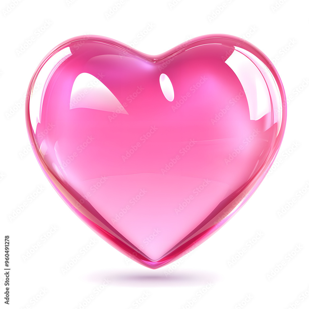Glossy pink heart illustration isolated on white background Glossy pink heart illustration isolated on white background